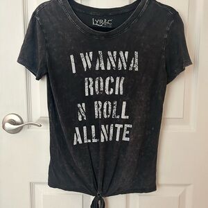 Black Graphic Tee with Rock N Roll Print